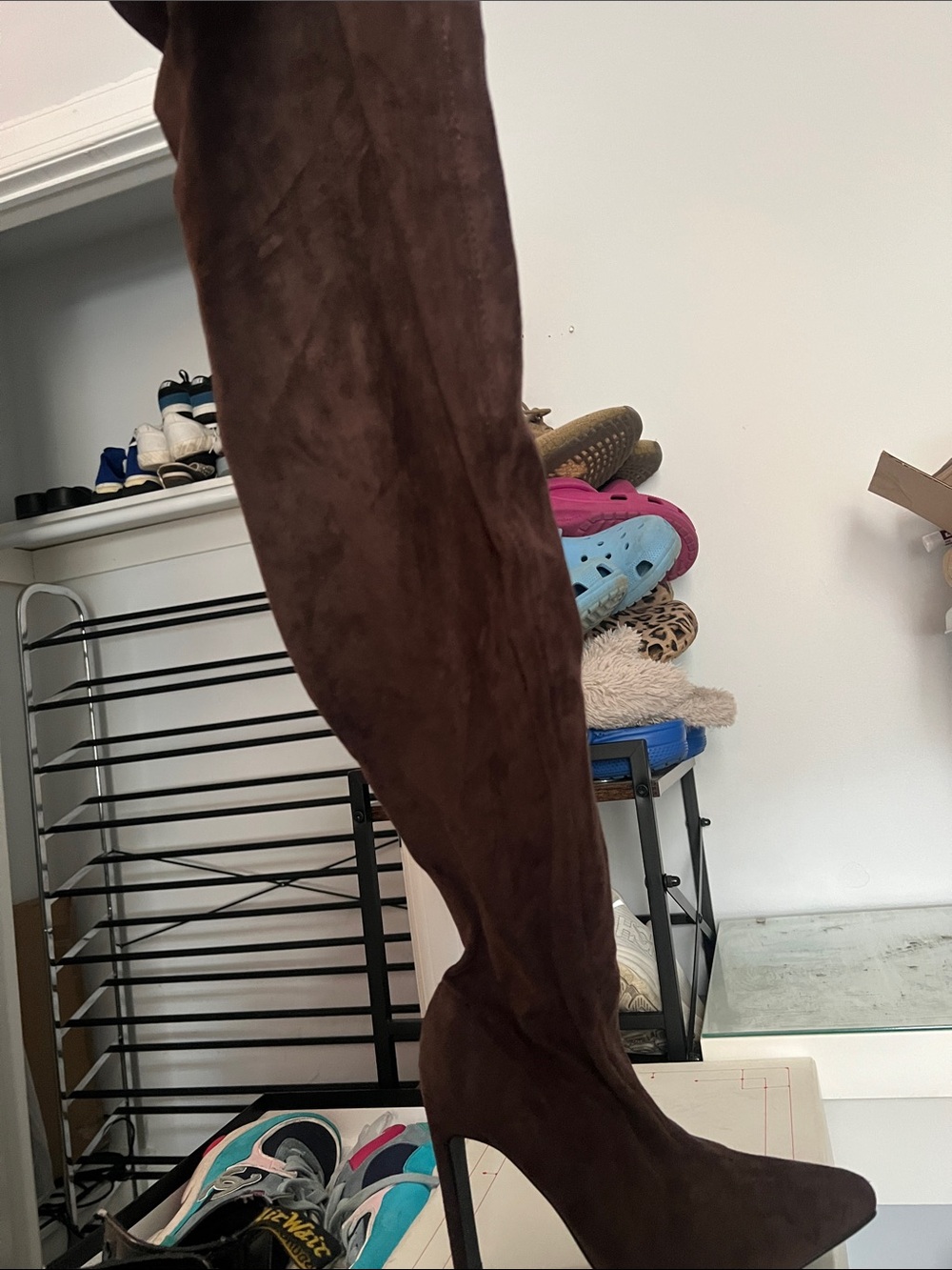 Fashion Nova Brown Suede Over-the-Knee Stiletto Boots